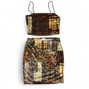 Patchwork Brown and Tan Matching Set